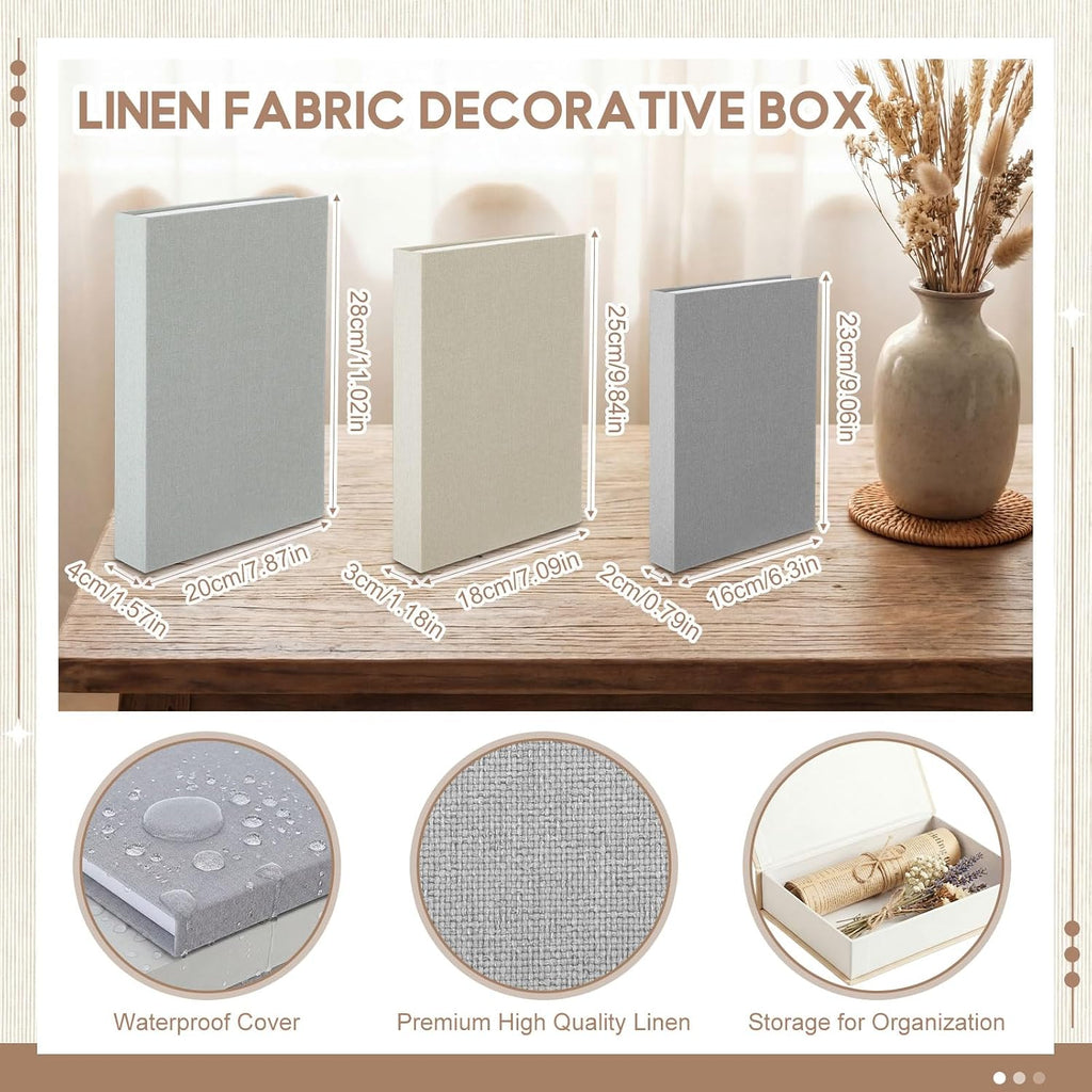 9 Pcs Faux Decorative Book Box Set Decor, Linen Fake Book with Hidden Storage, Magnetic Aesthetic Coffee Tables