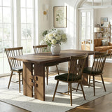 63-Inch Dining Table for 4-6, Solid Wood Kitchen Table with Large Tabletop and Heavy Duty Legs, Rectangular Farmhouse
