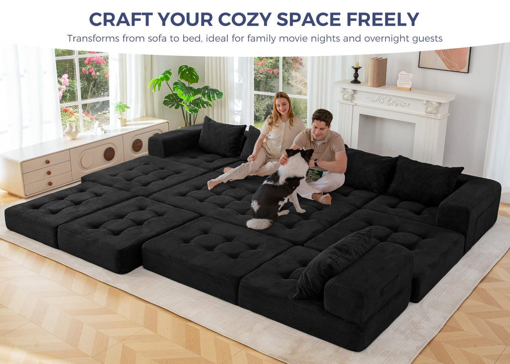 7-Seater U-Shaped Modular Sectional Sofa Couch with Ottoman