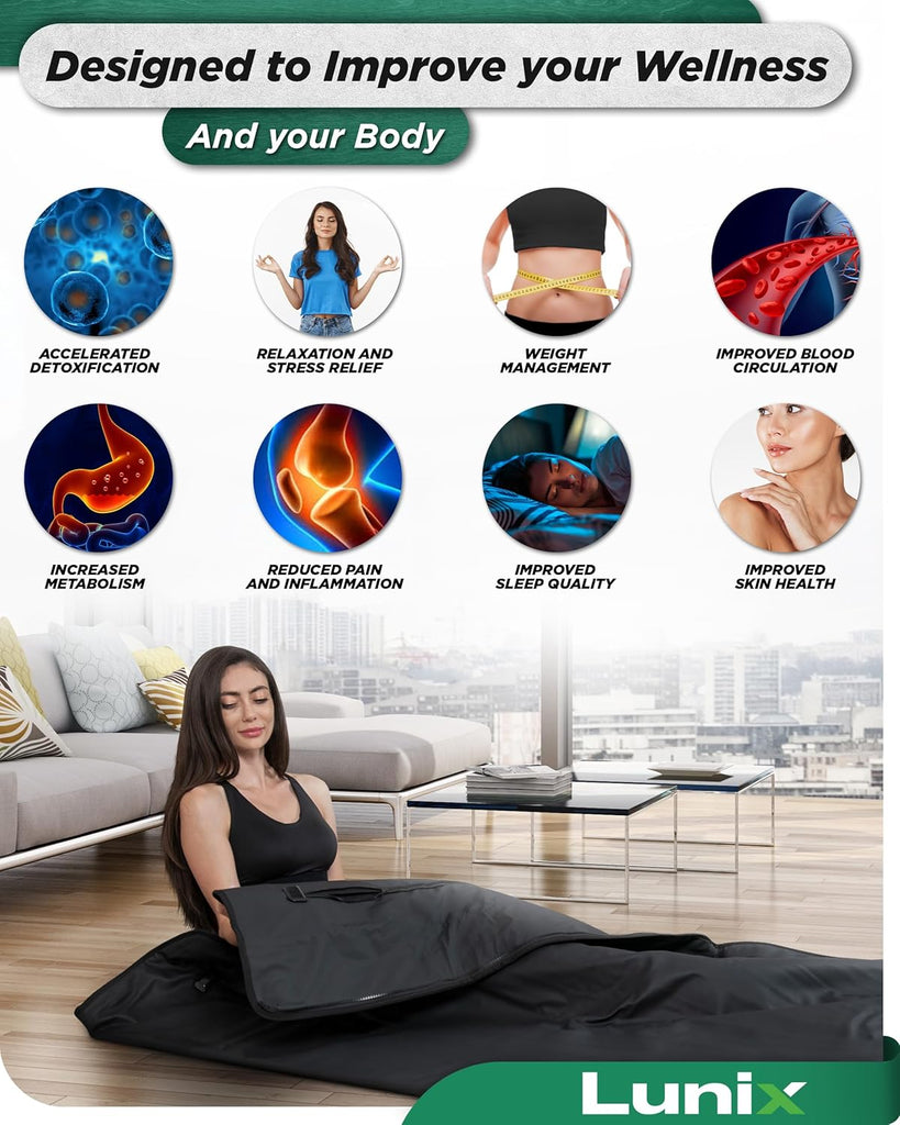 LX17 Infrared Sauna Blanket, Portable Sauna Bag for Relaxation, Detox & Stress Relief, Adjustable Heat 77