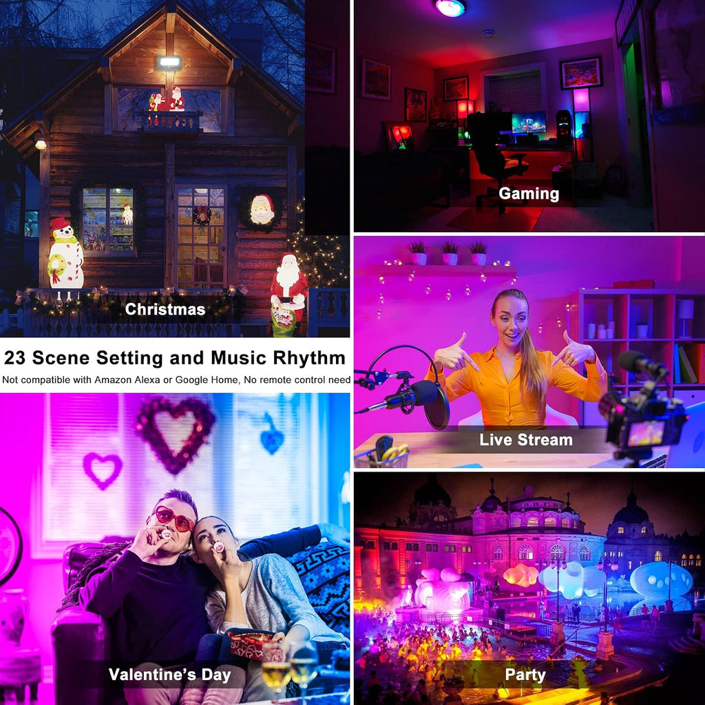Flood Lights Outdoor RGB, 500W Equivalent Smart Color Change & Daylight 5700K Landscape Light, IP66 Waterproof Patio