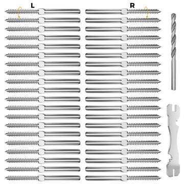 40 Pack 3/16" Stainless Steel Cable Railing kit for Wood Post