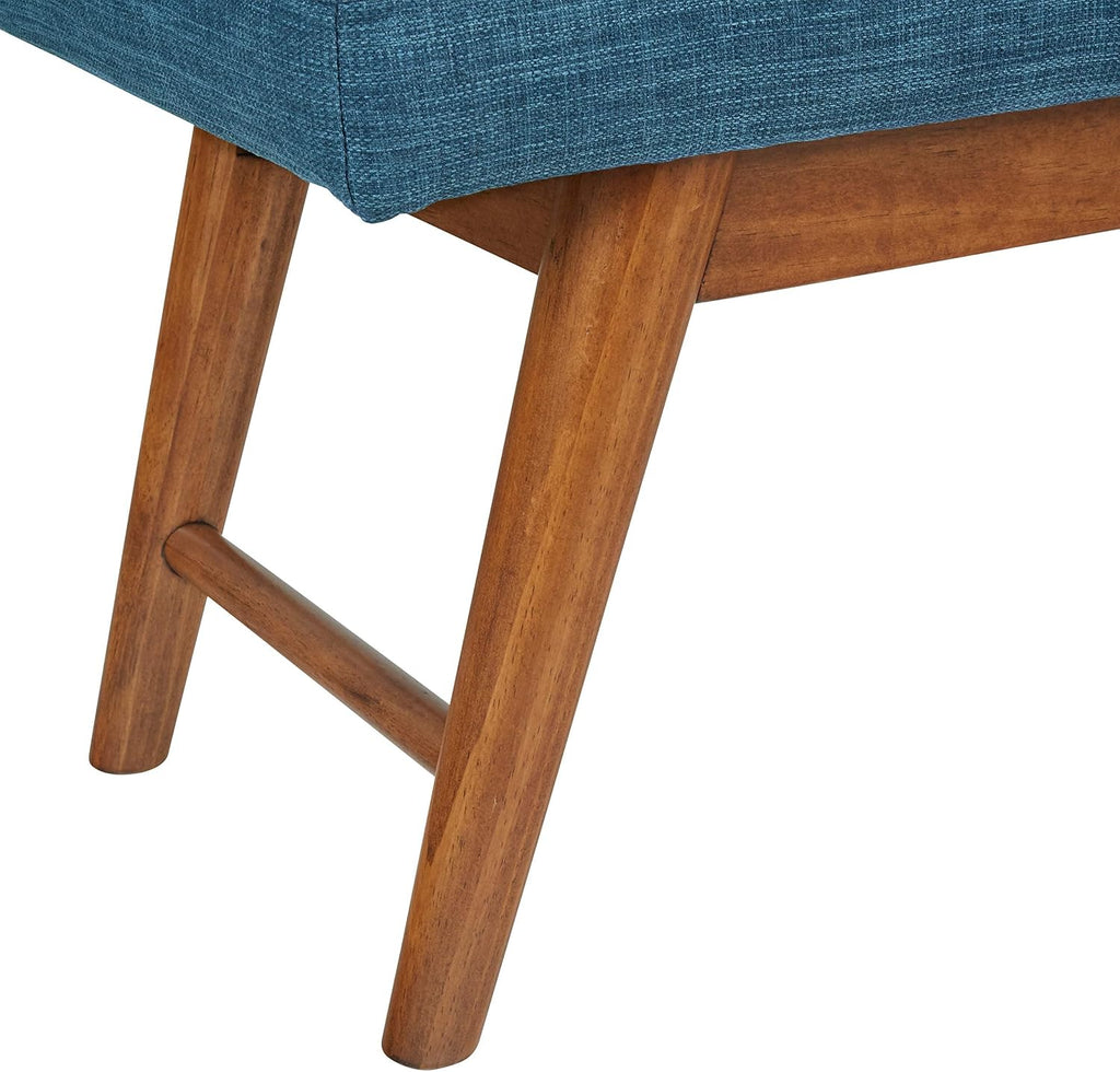 Modern Haraden Upholstered Button-Tufted Bench, Blue, 16 x 44 x 17 in