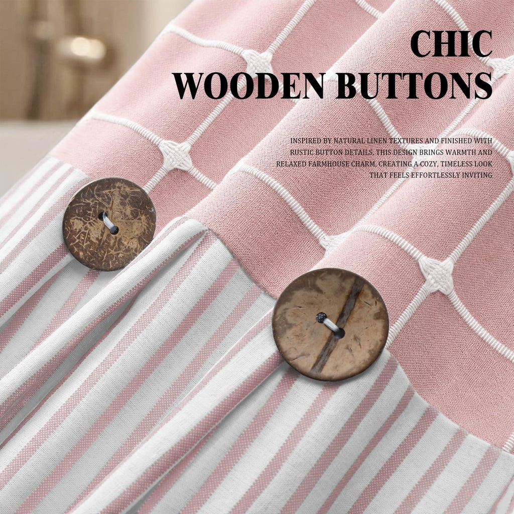 Farmhouse Button Plaid-Pink-Pink Stripe 72"W x 72"L