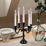 5 Arm Baby Candelabra Black Matte 8 Inch Taper Candle Holders Gothic Decorations Candlesticks Holder Home Decor
