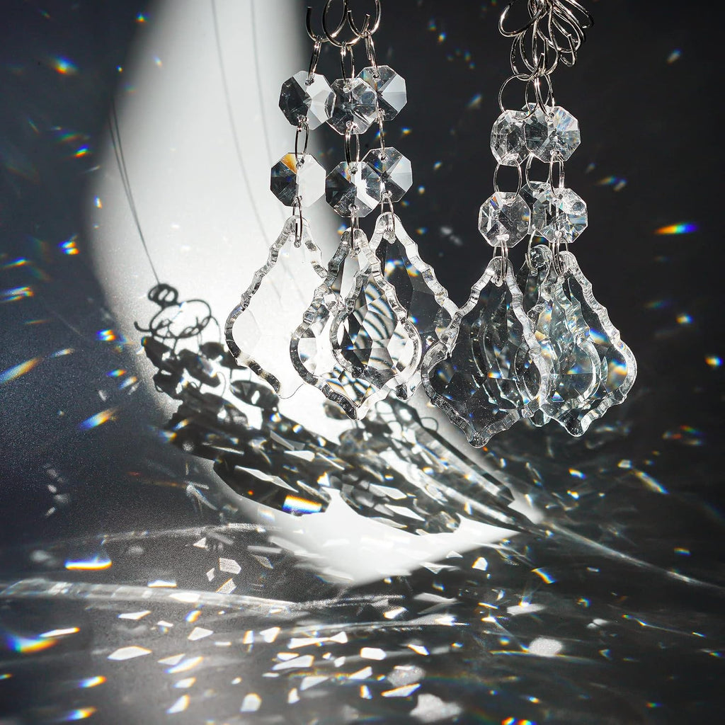 20pcs Crystal Chandelier Prism Pendant, 50mm Suncatchers Hanging Crystals - Clear Maple Leaf Crystal Sun Catcher