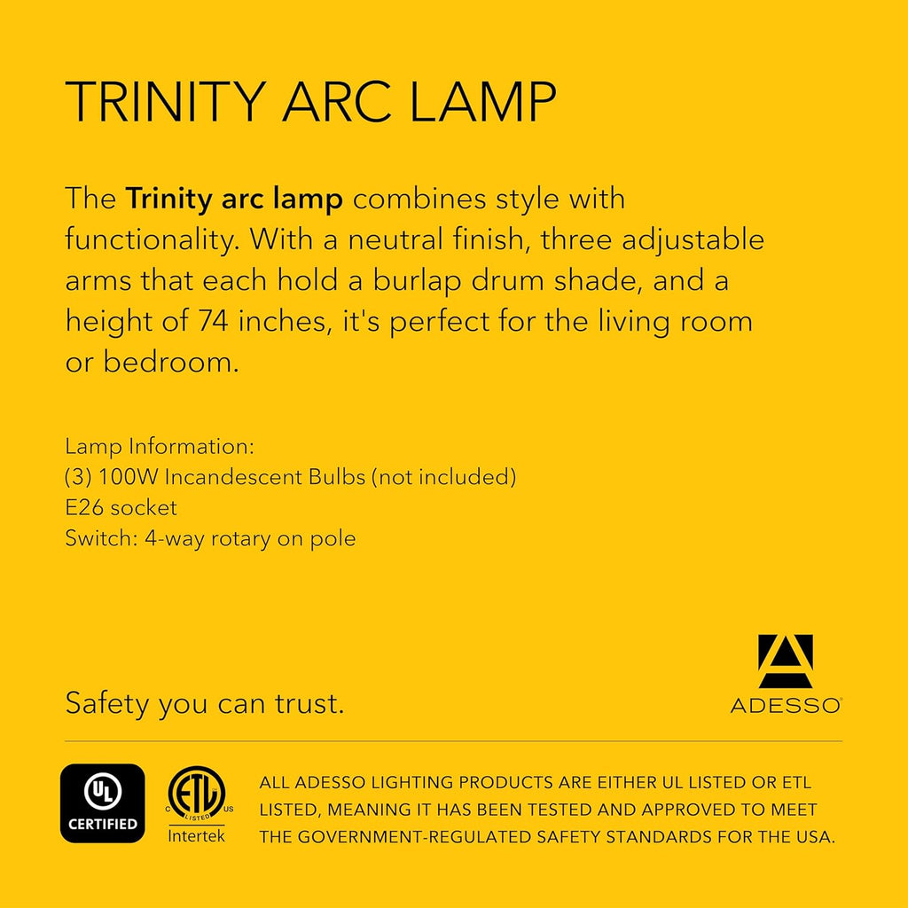 Arc Floor Lamp with 3 Movable Shades & Dimmable Brightness - Perfect Lighting and Corner Decor, Antique Bronze