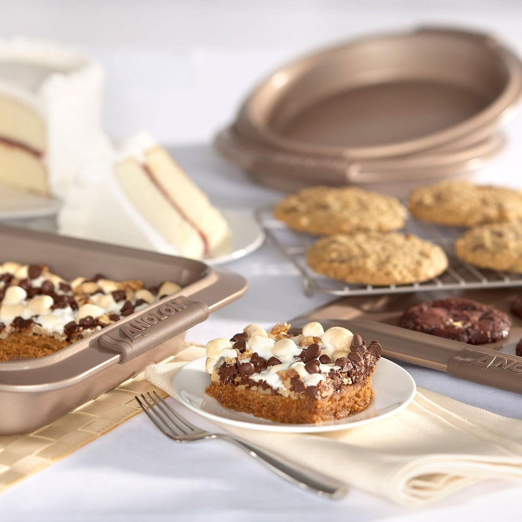 Advanced Nonstick Bakeware Set / Pans with Grips - 5 Piece, Brown