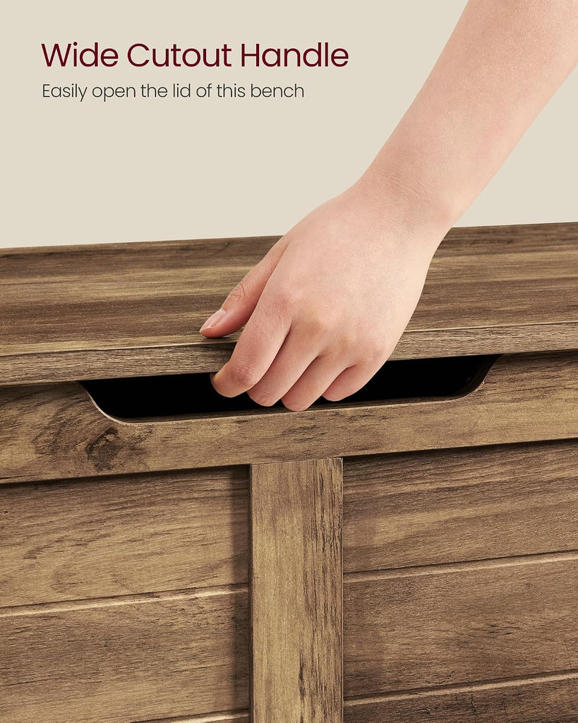 Storage Chest, Storage Bench with 2 Safety Hinges, Farmhouse Style, 15.7 x 39.4 x 18.3 Inches, Honey Brown ULSB061K01