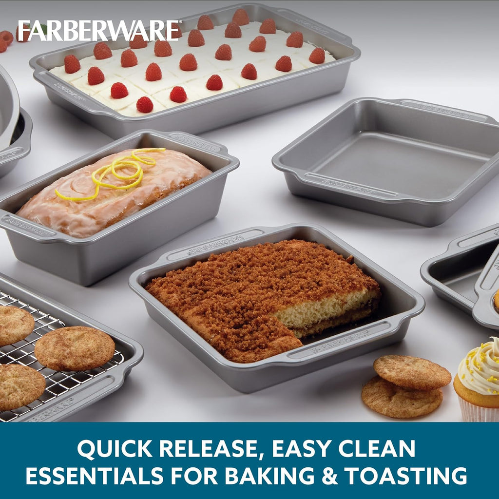 Nonstick Bakeware Set with Cooling Rack, 10-Piece, Gray