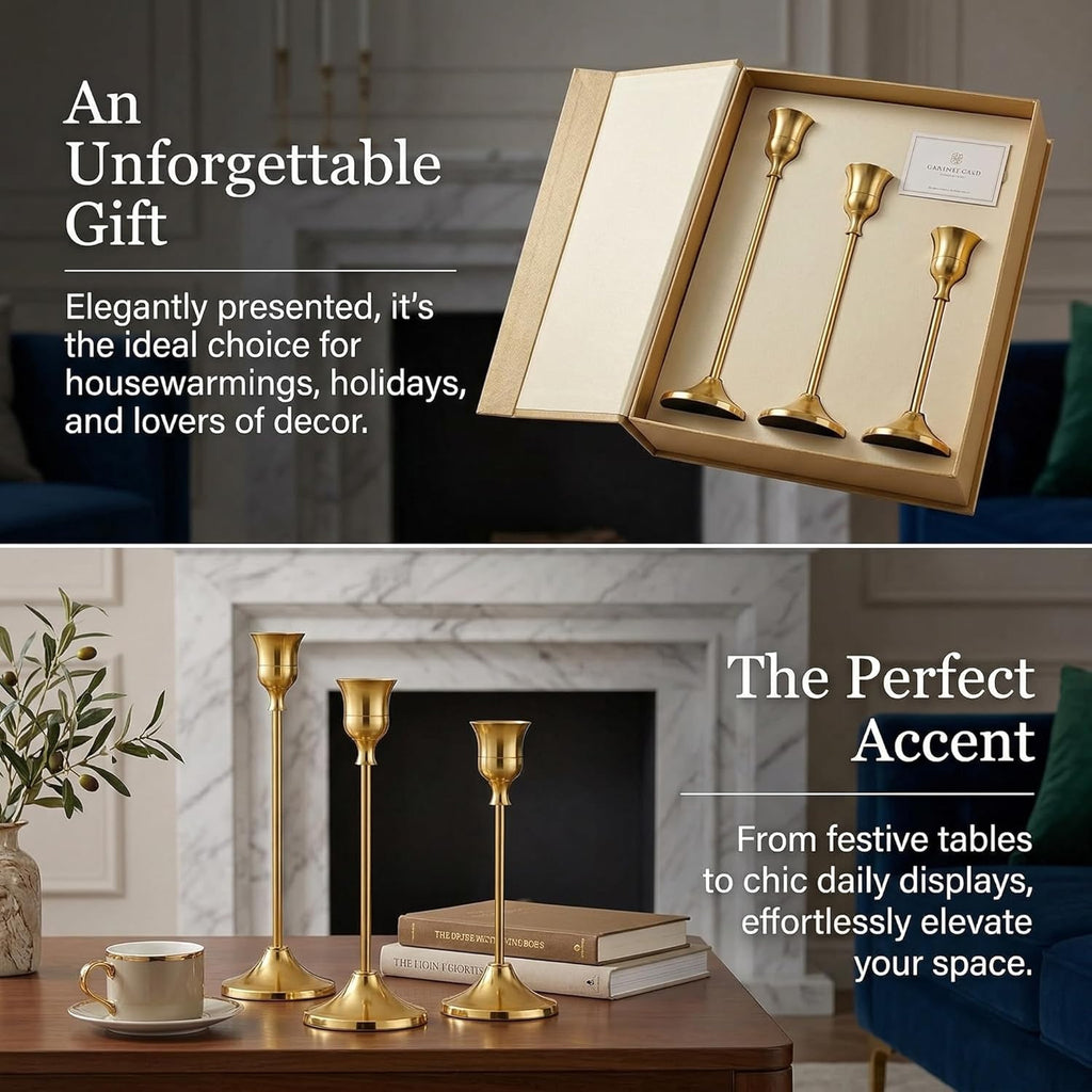 SylvaCraft Brass Gold Candle Holders Rustproof Taper Candlestick Holders for Holiday Party Table Centerpiece Wedding