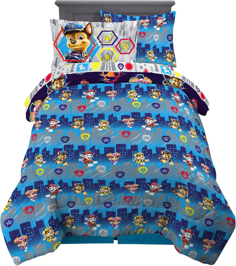 Kids Bedding Super Soft Comforter and Sheet Set with Sham, 7 Piece Full, Paw Patrol