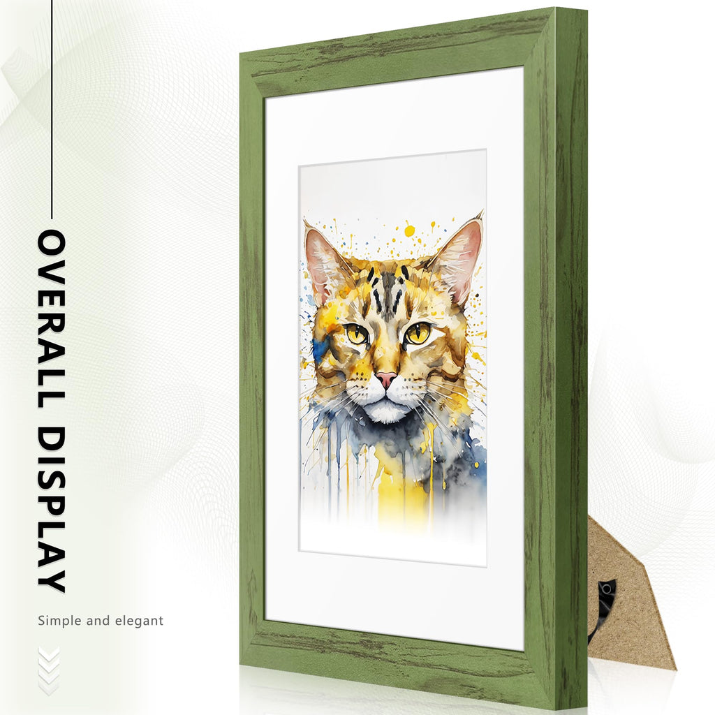 8.5x11 Picture Frame Set of 12, Gallery Wall Frames, Green Wood