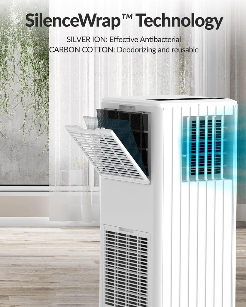 8000 BTU Portable Air Conditioner - 3 in-1 Cooling, Dehumidifier & Fan with Quiet Operation, Sleep Mode