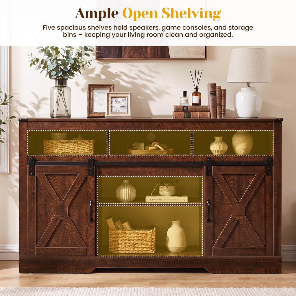 Farmhouse 34" Tall TV Stand for 65+ Inch TV