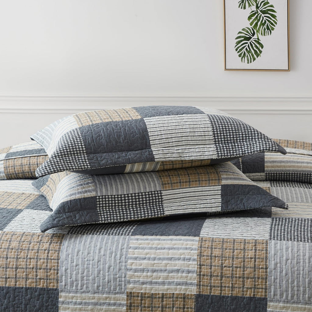 Quilt 100% Cotton Plaid Farmhouse Comforter Set