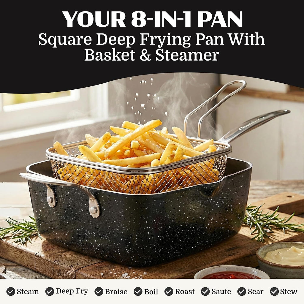 Ceraluxe 20Pc Pots and Pans Set Non Stick Ceramic Cookware Set | Deep Frying Pan & Bakeware Set Included, Non Toxic