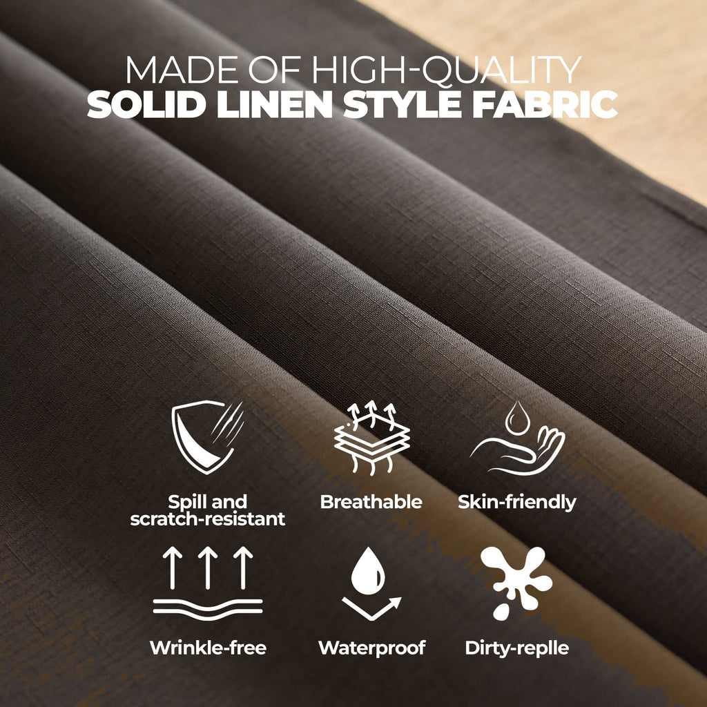 Waterproof Linen Texture Table Cloth for Round Dining Table, Decorative Fabric Anti-Scratch Table Cover for Indoor
