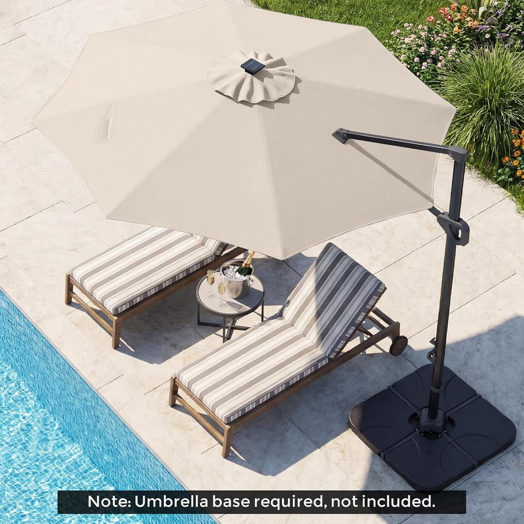 10ft Patio Umbrella with Solar Lights, Offset Cantilever Square Outdoor Umbrella with 35 LED Lights, Aluminum Pole