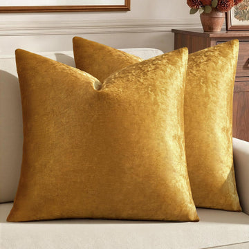 26x26 Inch Pack of 2 Euro Velvet Throw Pillow Covers Dark Gold