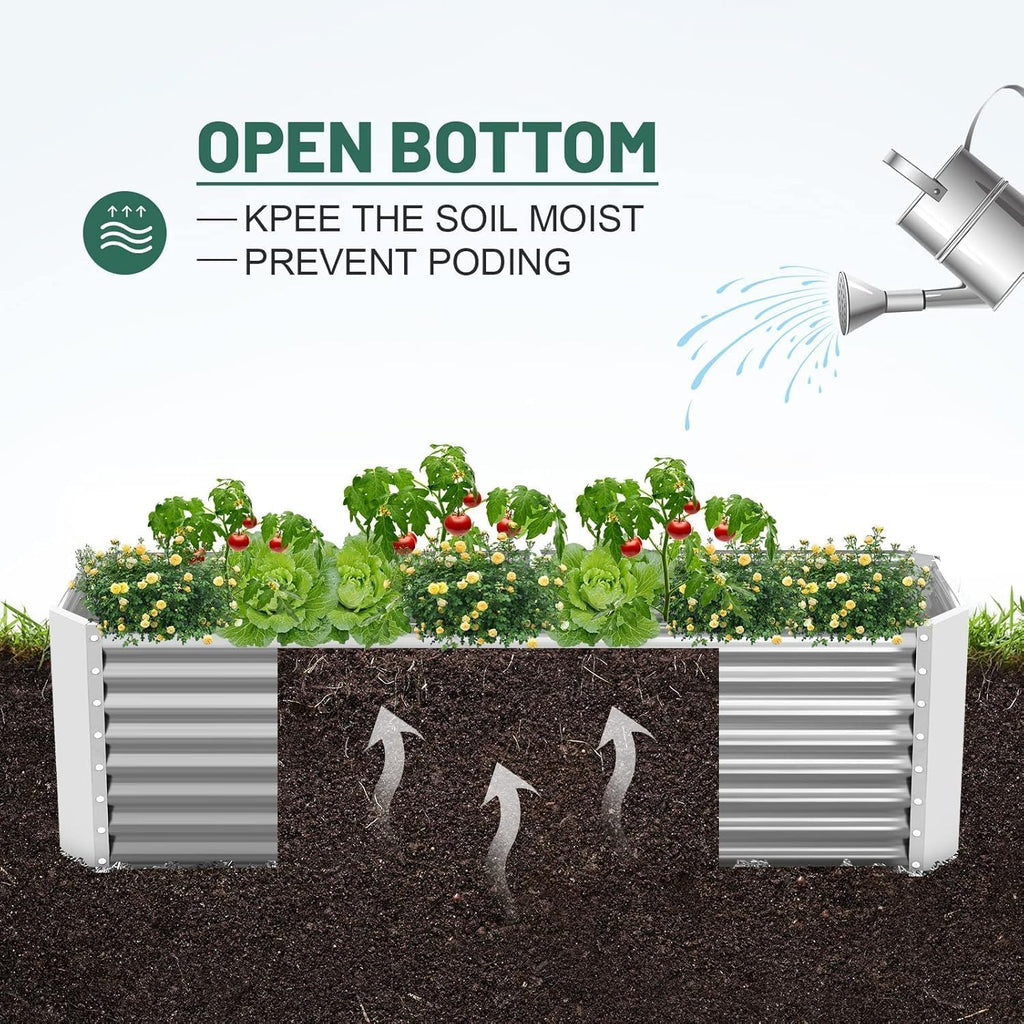 2 Pack 8×4×2ft Galvanized Raised Garden Bed Kit, Galvanized Planter Raised Garden Boxes Outdoor, Large Metal Raised