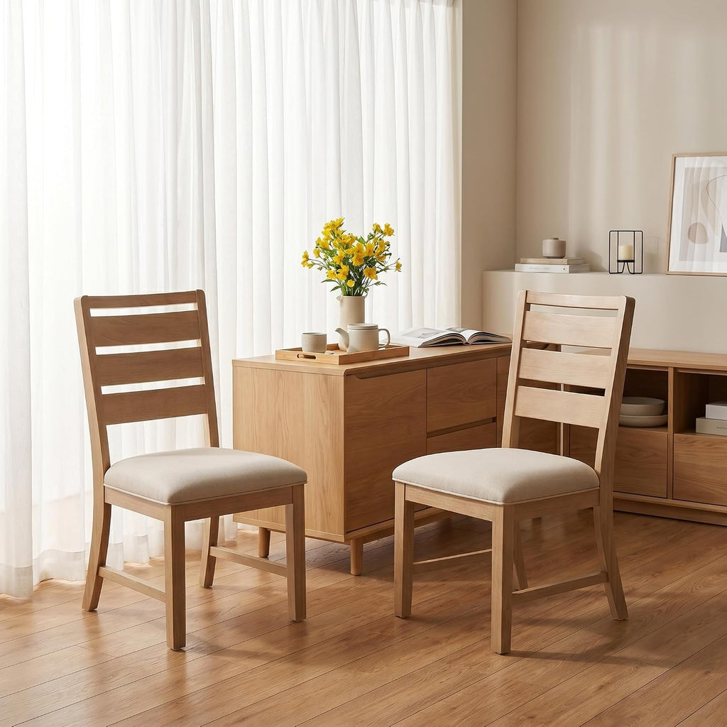 Modern Dining Chairs Set of 4, Breathable Fabric Kitchen Chairs with High-Resilience Cotton Padding, Ergonomic Solid
