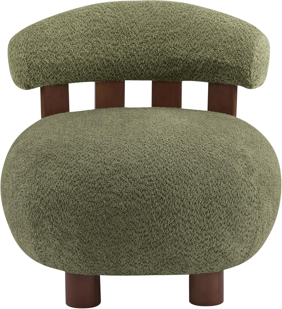 Elvina Boucle Fabric Accent Chair, Solid Wood Single Lounge Sofa, Bedroom Comfy Reading Chair, for Modern Minimalist