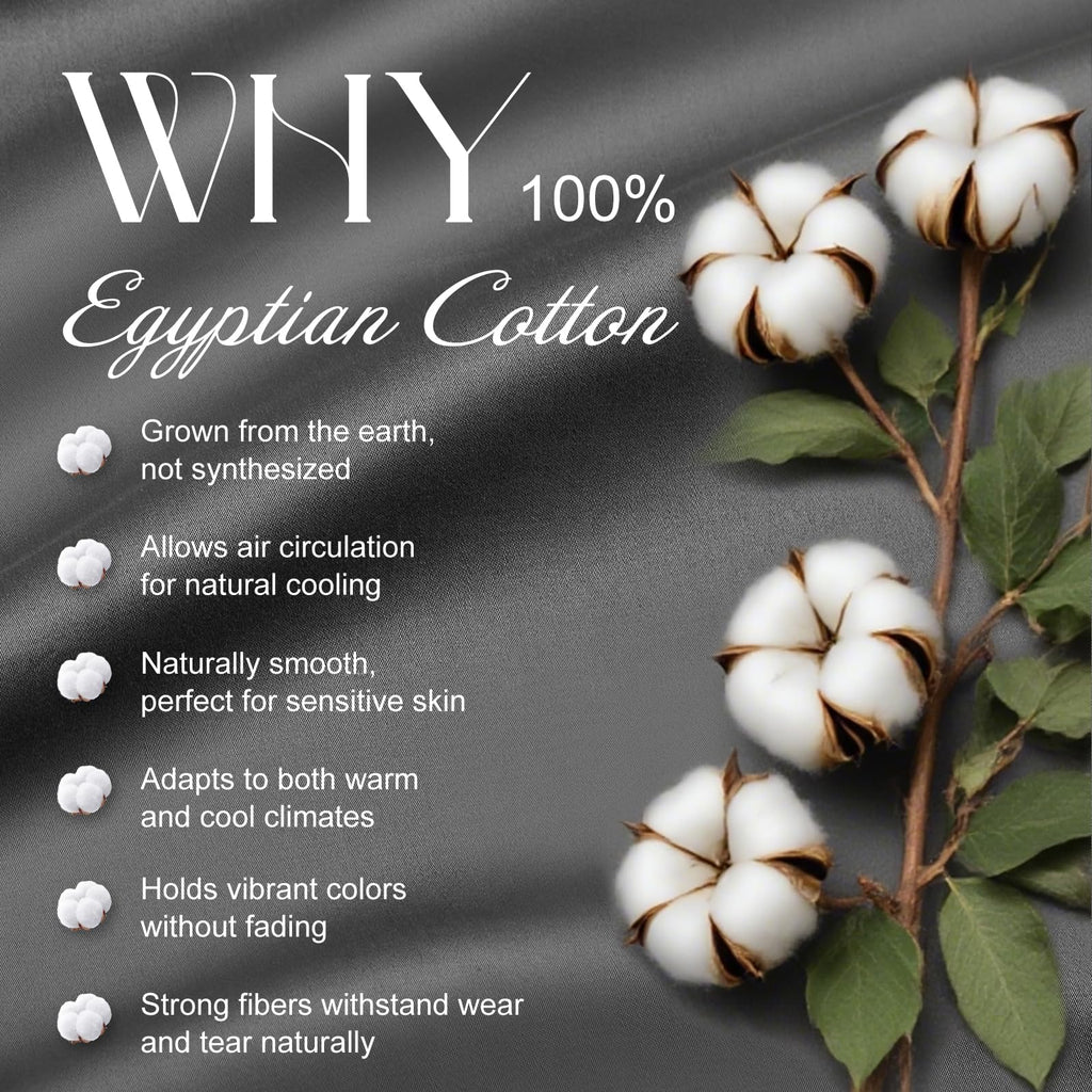 100% Egyptian Cotton Sheets Queen Size Set - 1200 Thread Count 6 PC