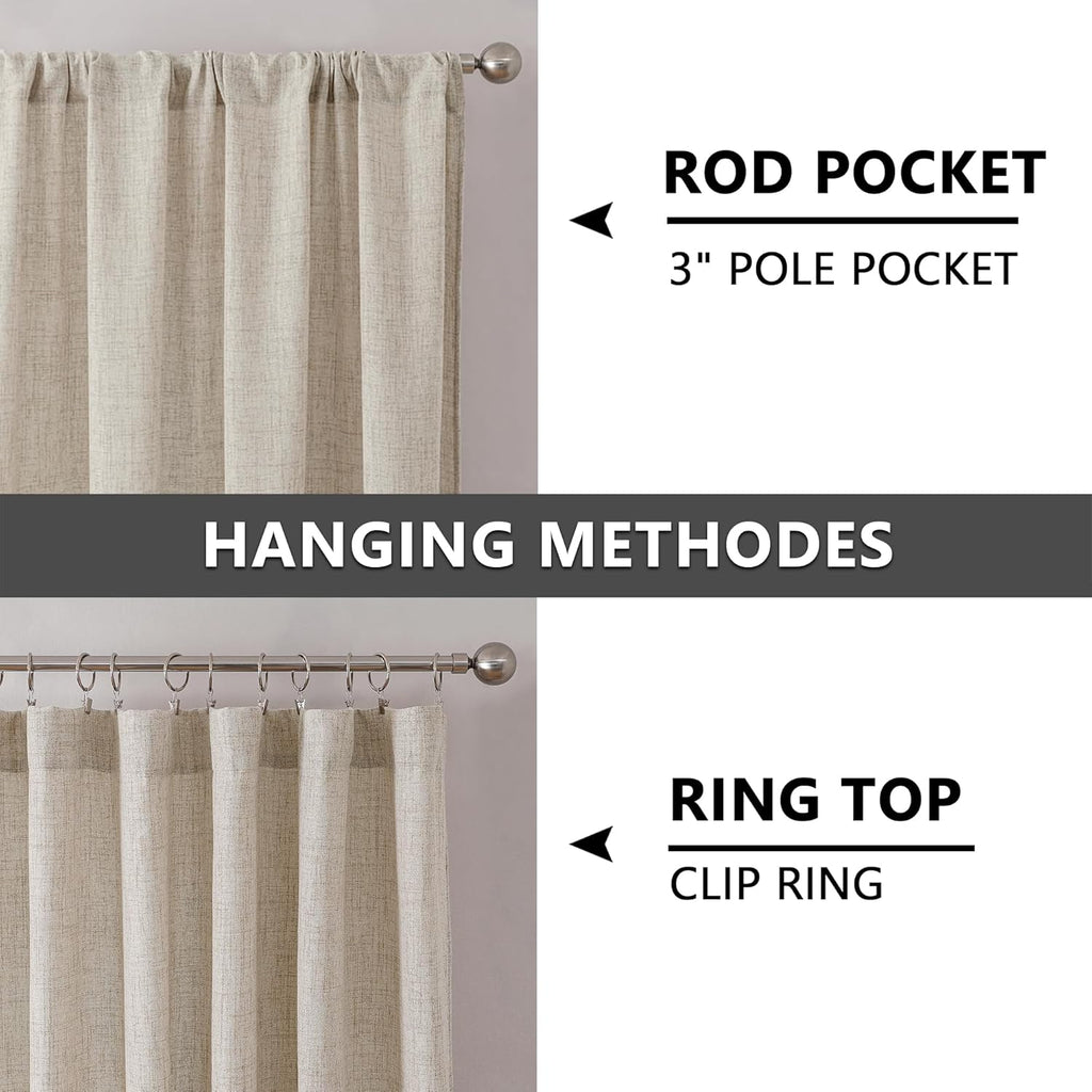 Short Linen Tier Curtains Rod Pocket Semi Sheer Half Kitchen Curtain Burlap Light Filtering Thick Linen Drapes