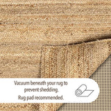 Hand Woven Natural Jute Braided Rug - 6' Round | Rustic Boho Farmhouse Reversible Area Rug