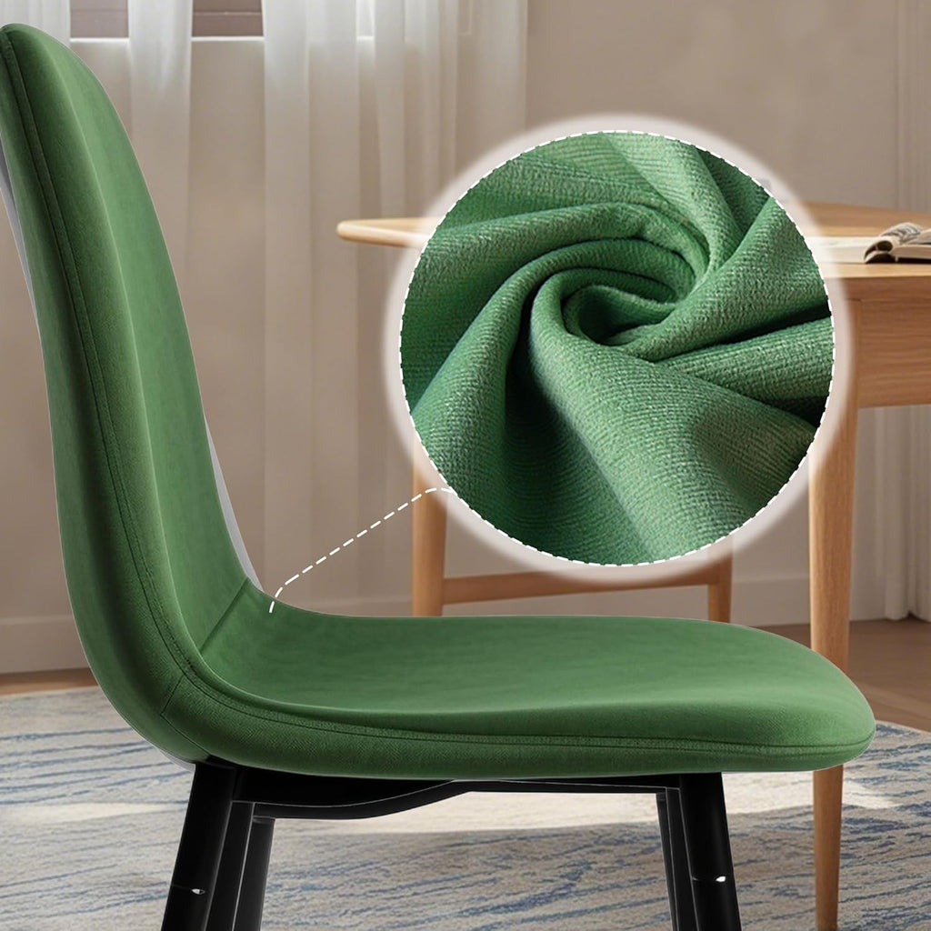 Modern Velvet Chairs with Metal Legs for Living, Bedroom, Restaurant, Dining Room, Set of 2, Dark Green