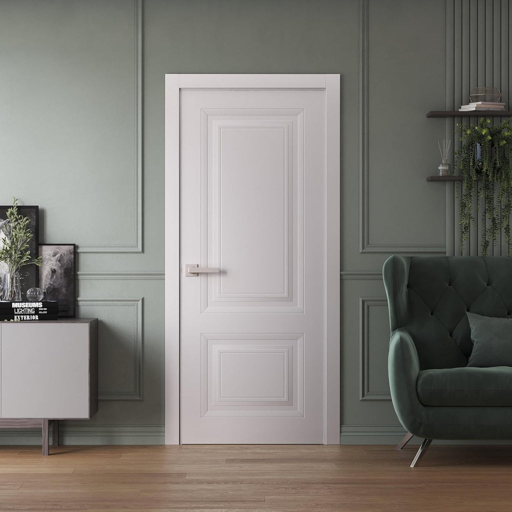 Interior Door 32 x 80 inches | Base 7422 White | Single Regular Panel Frame Handle | Bathroom Bedroo