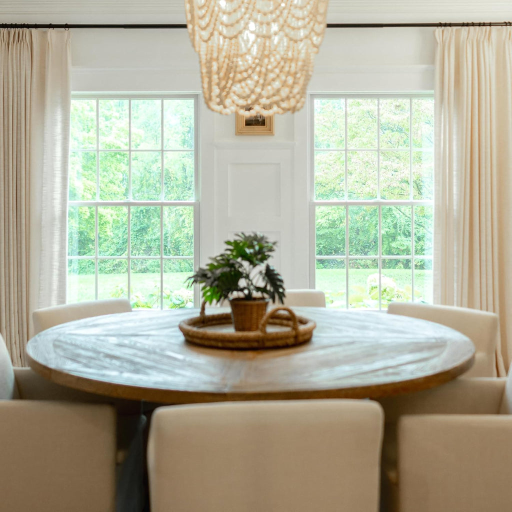 Liz Linen Custom Curtain Customizable Size Blackout Pleated Header Memory Trained Neutral Linen Textured Window