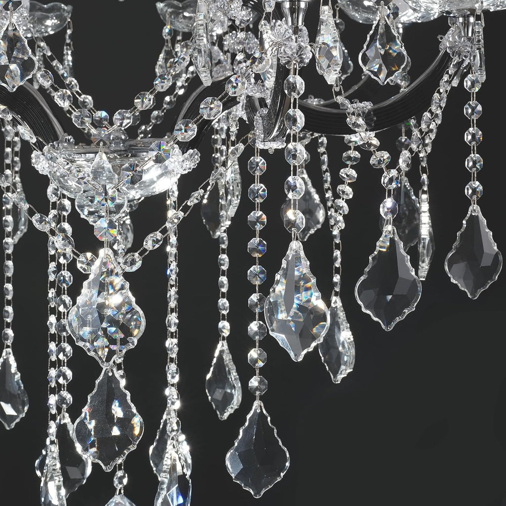 24-Light 50" Crystal Chandeliers Large Foyer Chandelier for High Ceilings, Black Staircase Chandeliers Big Entryway Maria Theresa Chandelier Living Room Light Fixture for Stairway, Entry
