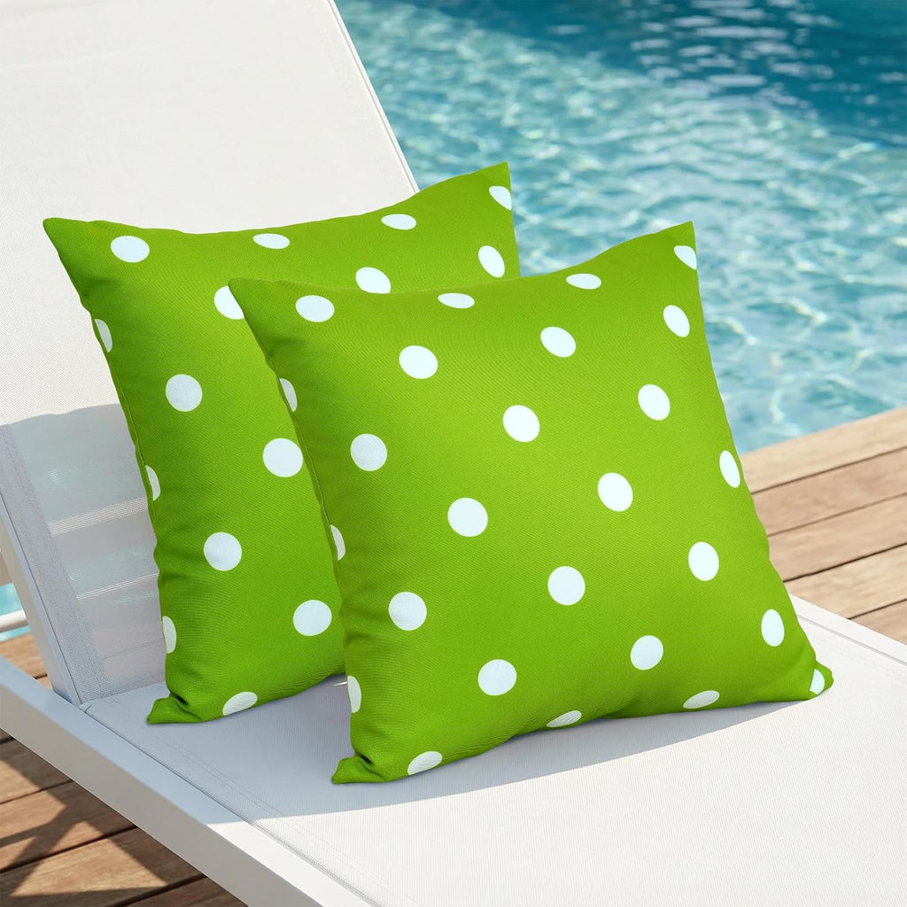 Outdoor Throw Pillow Covers Set of 2 Water Repellent Decorative Pillow Covers, Spring, Summer,18X18 Inches, Green