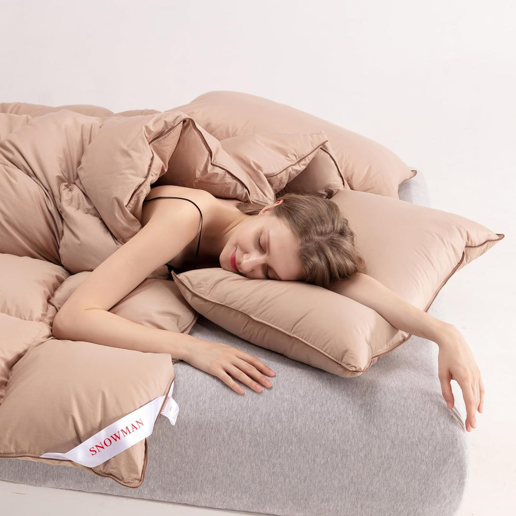 Premium Down Comforter Queen, Luxurious All Season Duvet Insert with Cotton Blended Fabric
