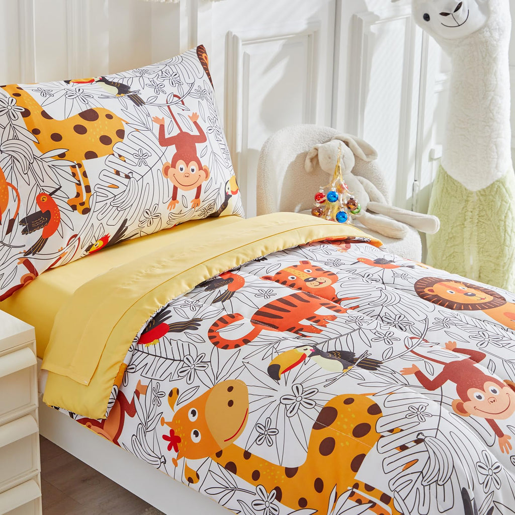 Kids Comforter Sheet Set - Soft and Breathable Bed Set Includes Quilted Comforter, Fitted Sheet, Flat Top Sheet