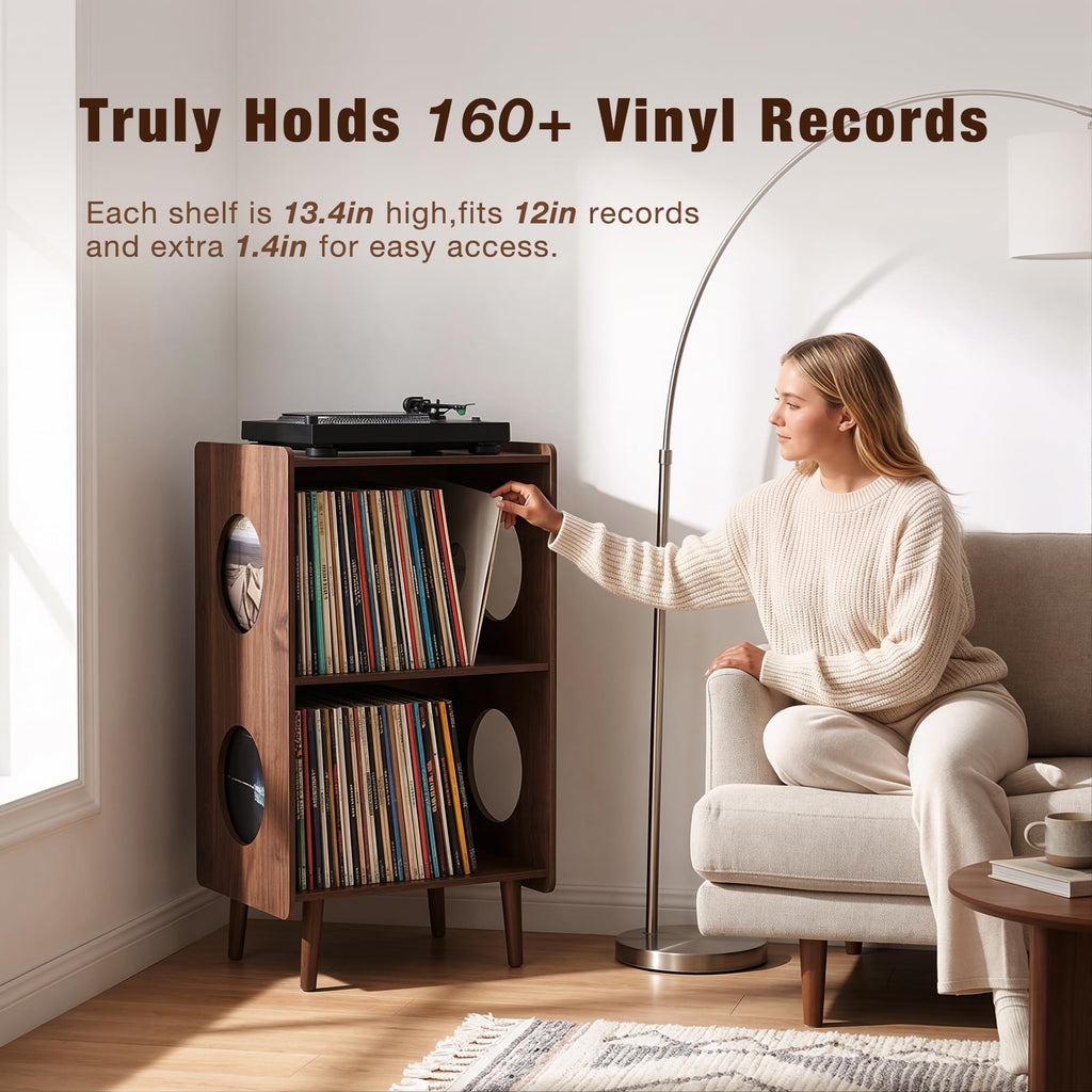 Record Player Stand, Turntable Stand with Vinyl Record Storage