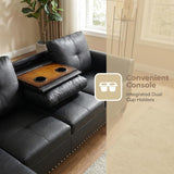Leather 3-Piece L-Shaped Couches for Living Room, Sectional Sofa with Storage Ottoman & Movable Chaise