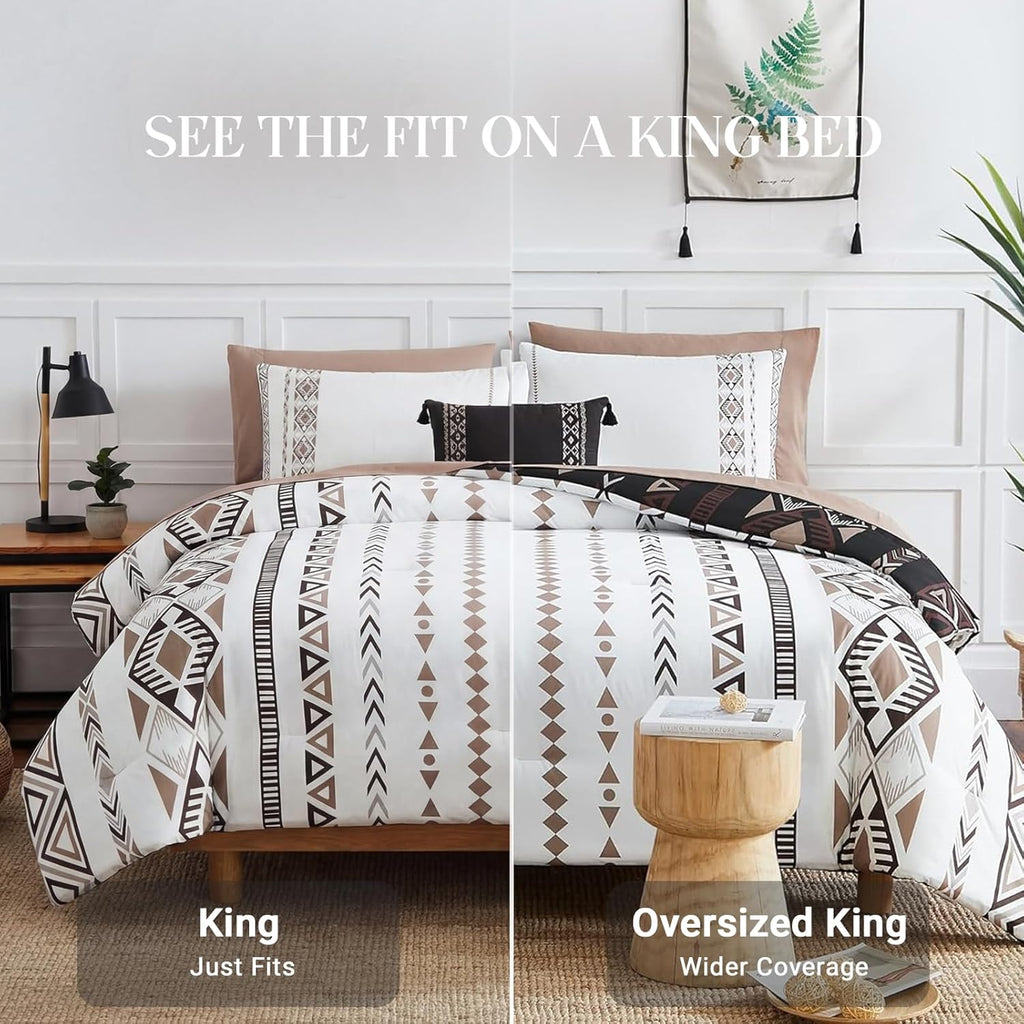 Comforter Set - 7 Pieces Boho Bed in a Bag, Western Bedding Set for All Seasons