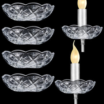 6 Pcs Chandelier Bobeche with 4 Side Holes Bobeches for Chandelier Crystal Replacement 4 Inch Small Bobeche Cups