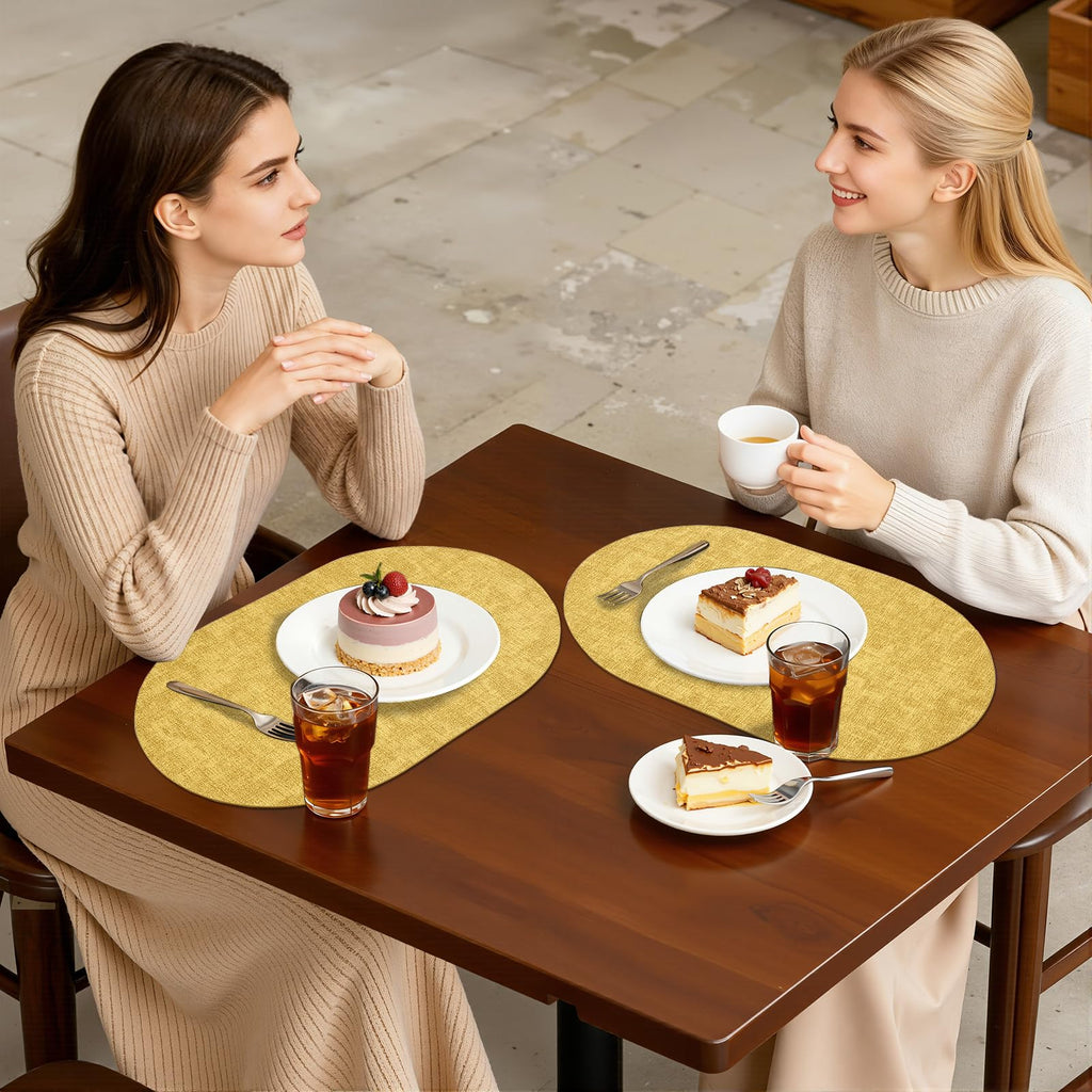 Heat Resistant Oval Placemats Set of 4, Yellow