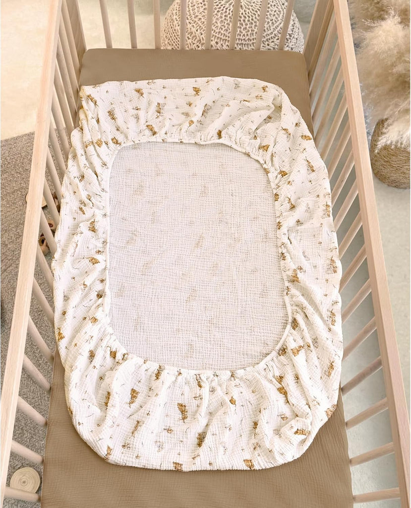 Muslin Crib Sheets for Baby: Fitted for Standard Crib Mattress | Soft Cotton for Baby's Cozy Sleep - Breathable Keeps