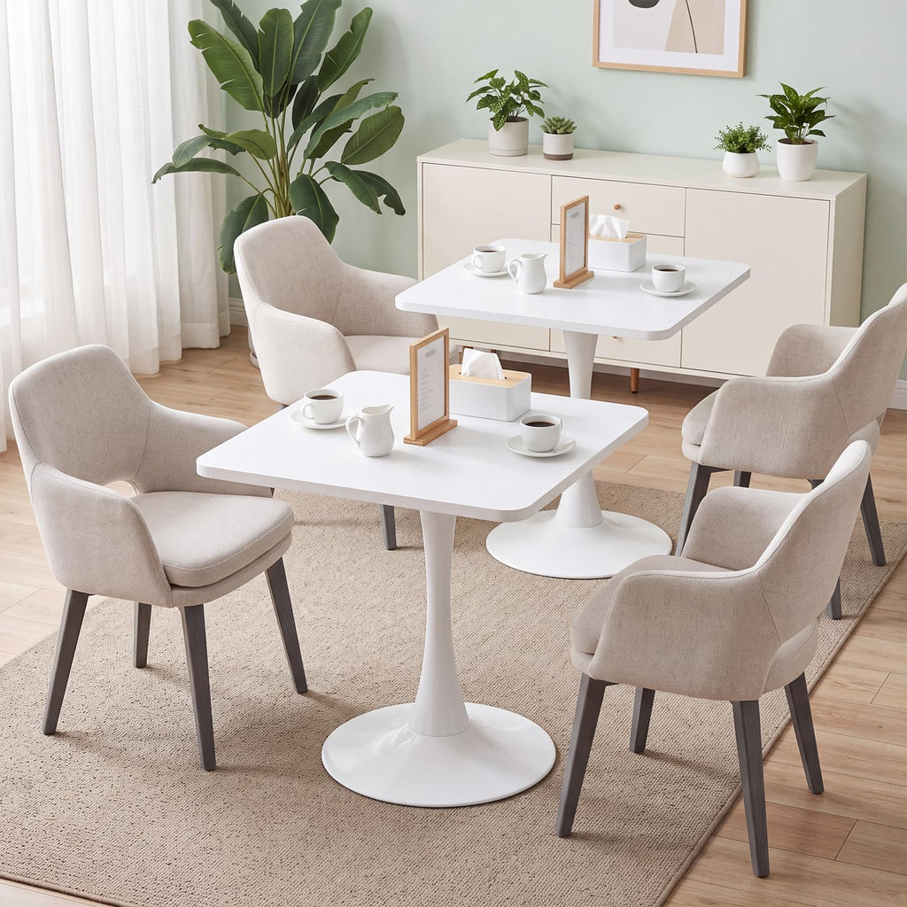 Dining Table, Square Dining Table for 2, 27.6" Dining Room Table for Small Spaces, Tulip Kitchen Table, Anti-Slip