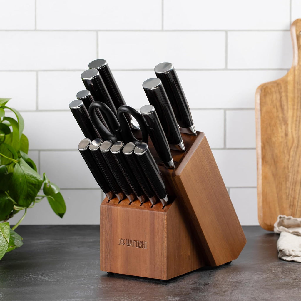 Professional Kitchen Knife Set, 15 Pieces, High Carbon Stainless Steel, Ergonomic Handle