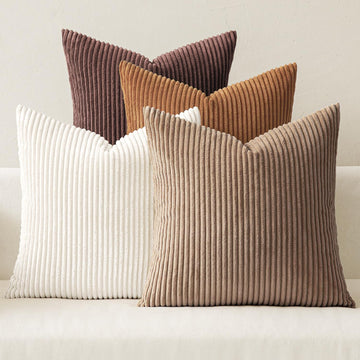 Boho Farmhouse Throw Pillow Covers 18x18 Inch Set of 4 Rustic Mordern Neutral Cushion Covers Soft Corduroy Nordic