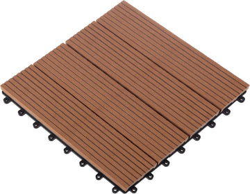 Interlocking Deck Tiles - 6-Pack 11.6-in Wood Plastic Composite All-Weather Outdoor Flooring Balcony Poolside or Patio