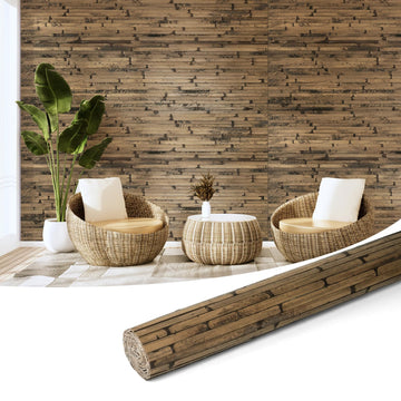 48 x 96 in Pole Wrap Natural Bamboo Wall Panel, 1-Pack, Dark Burned