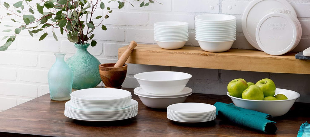 Vitrelle 78-Piece Service for 12 Dinnerware Set, Triple Layer Glass and Chip Resistant