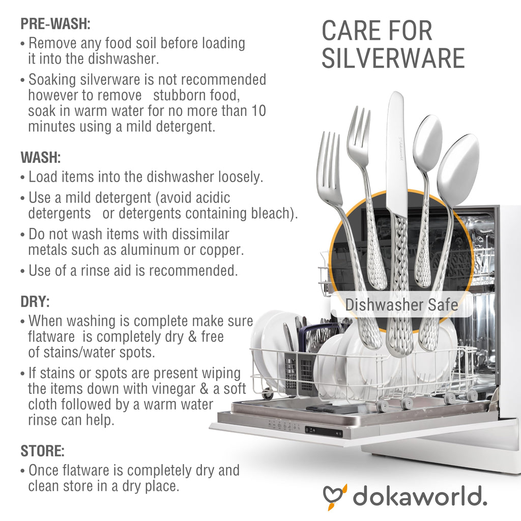 Stainless Steel Flatware - Hammered Design 40 Piece Cutlery Set